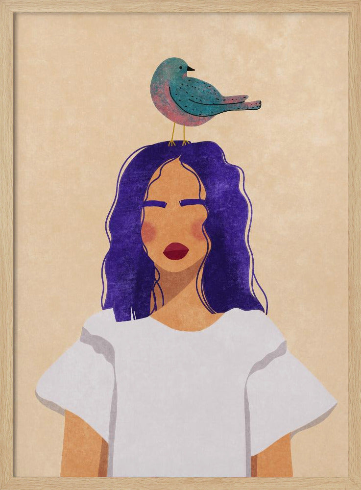 Meisje met vogel | Poster