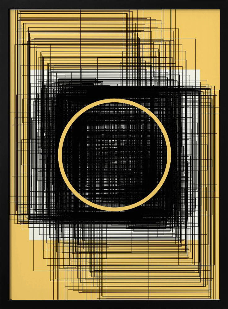 Gele cirkel en zwarte lijnen | Poster