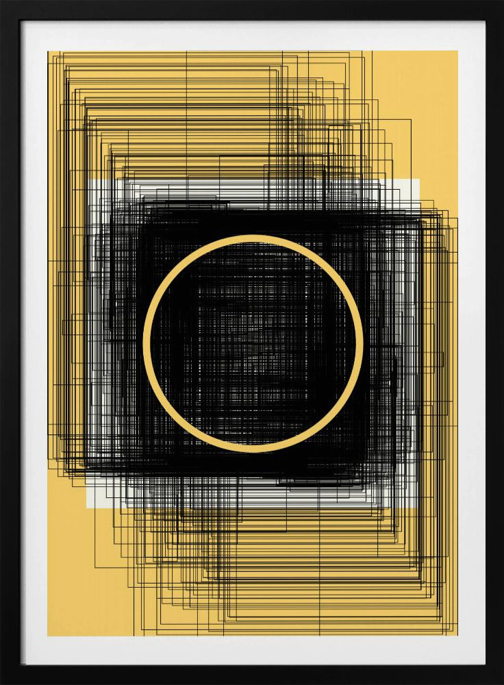 Gele cirkel en zwarte lijnen | Poster