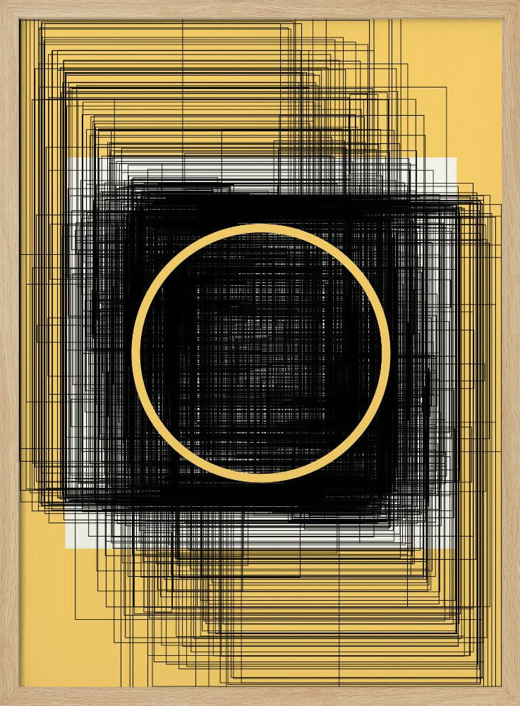 Gele cirkel en zwarte lijnen | Poster