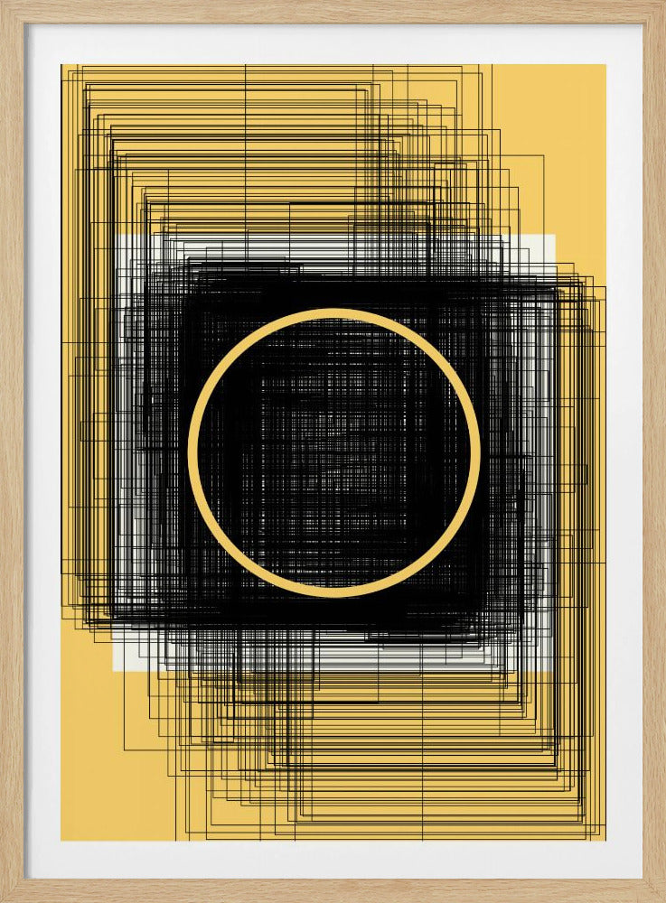Gele cirkel en zwarte lijnen | Poster