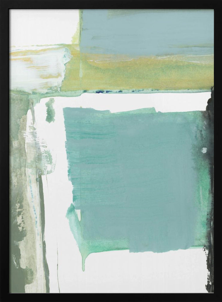 Aquablauw Abstract Op Wit 1 | Poster