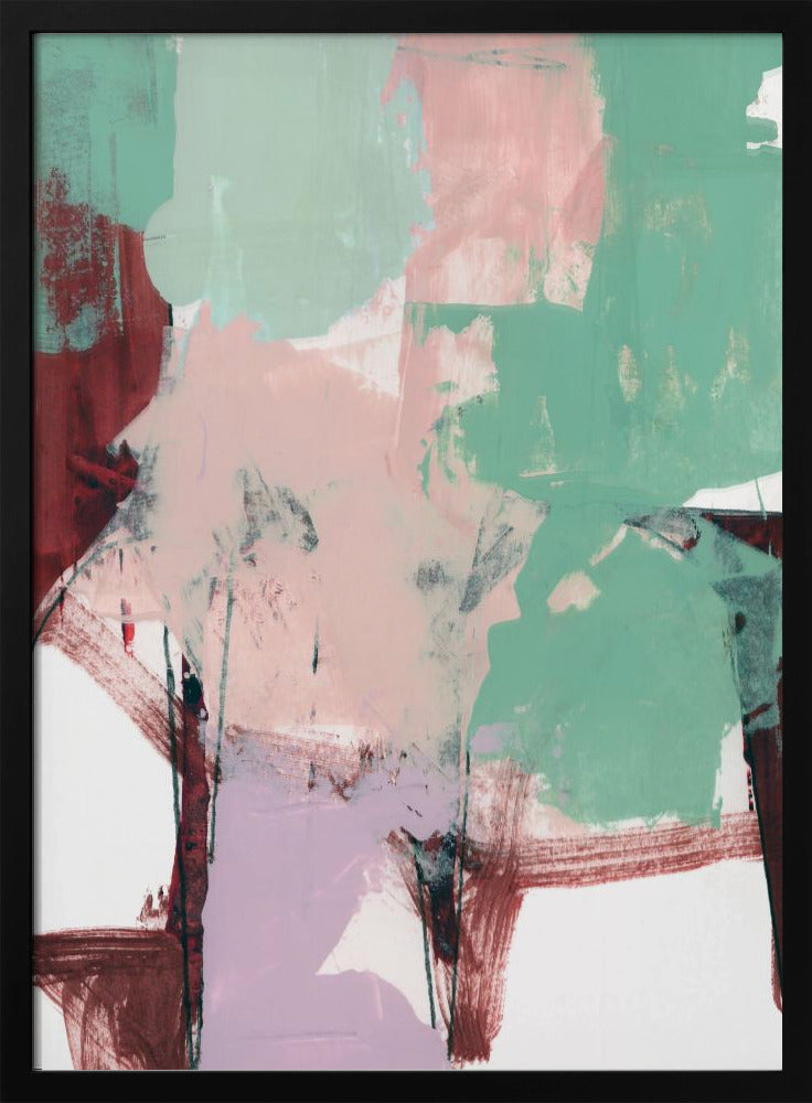 Blauw Roze Donker Abstract 3 | Poster