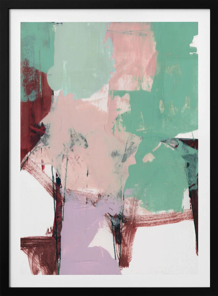 Blauw Roze Donker Abstract 3 | Poster