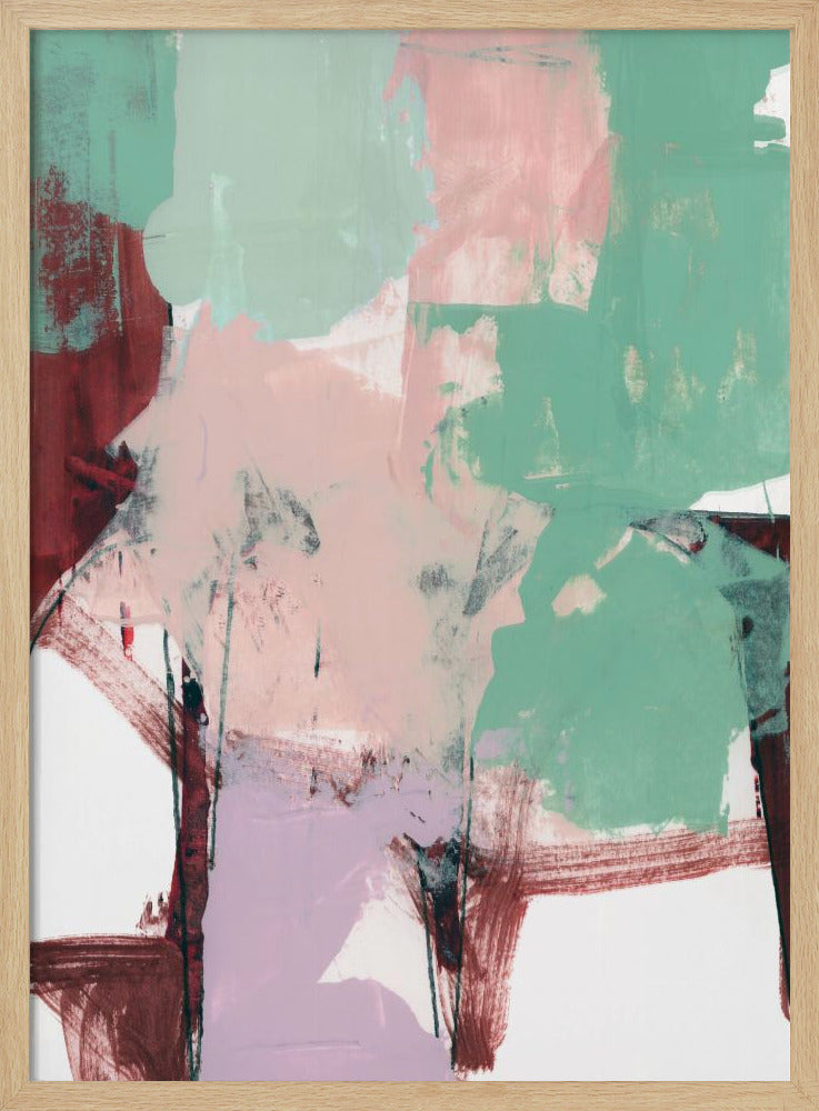 Blauw Roze Donker Abstract 3 | Poster