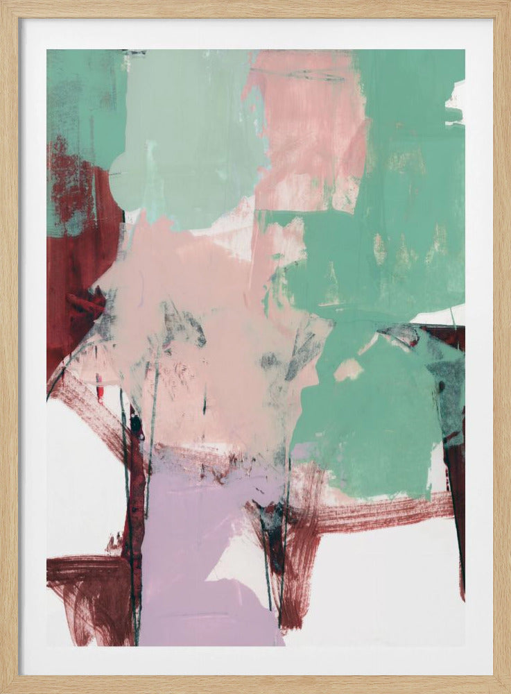Blauw Roze Donker Abstract 3 | Poster