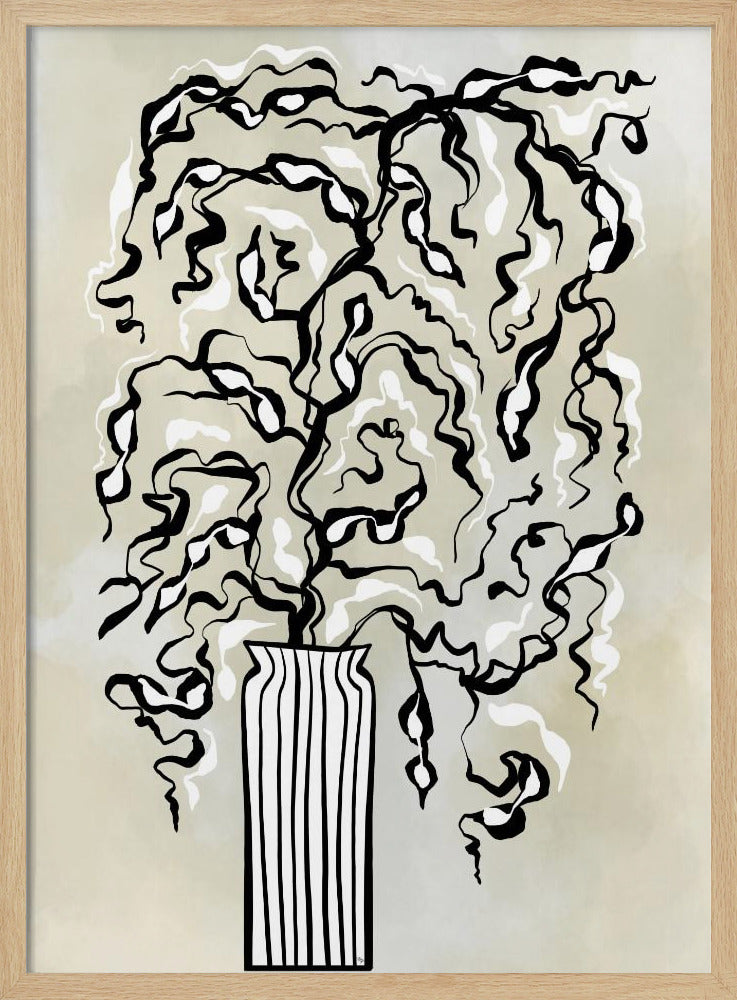 Gestileerde plant in een gestreepte vaas | Poster