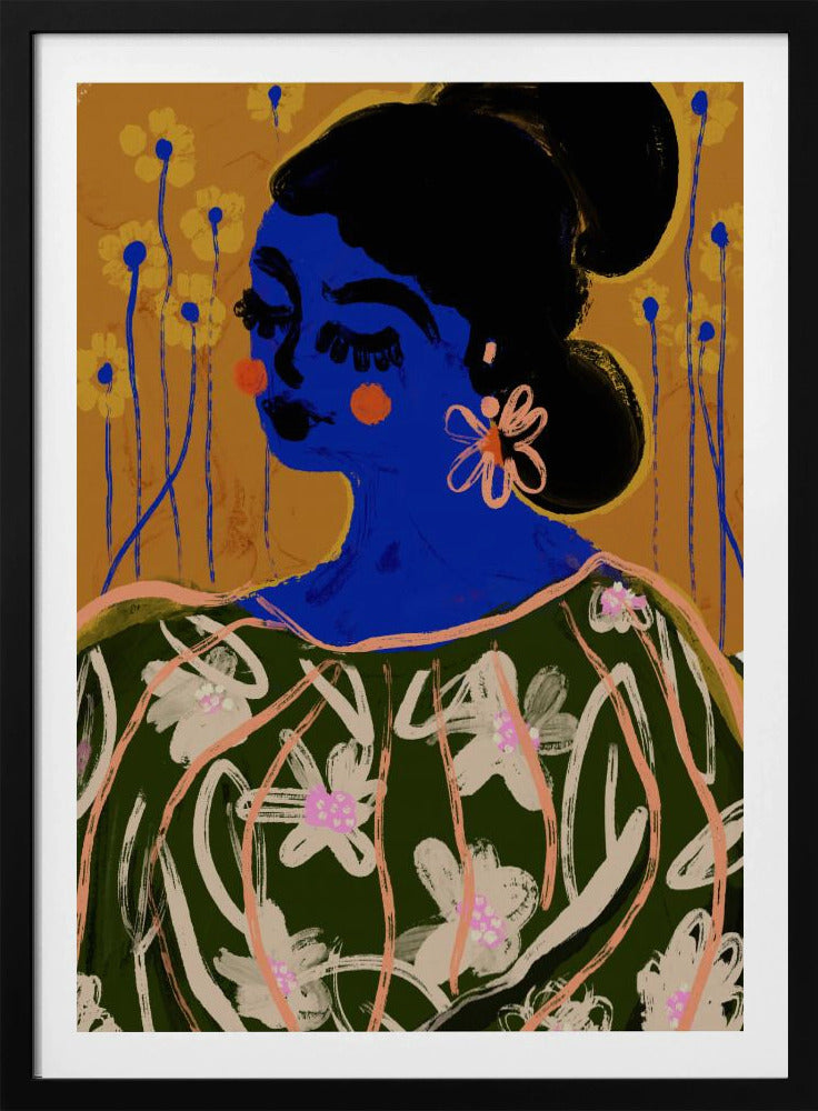 Blauwe Bloesem Muze | Poster