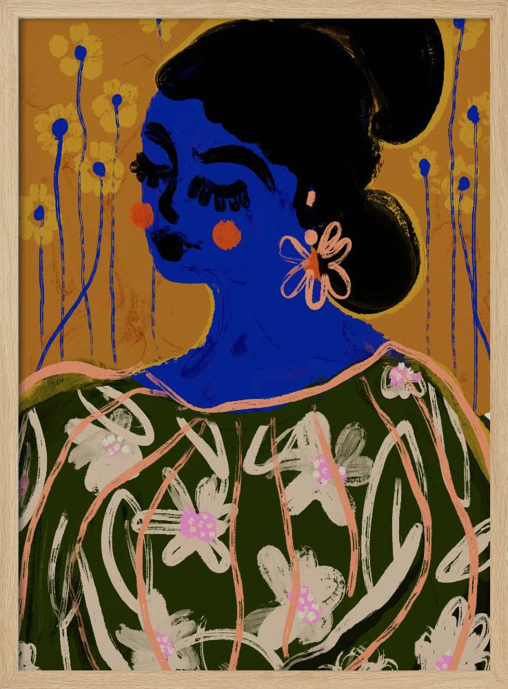 Blauwe Bloesem Muze | Poster