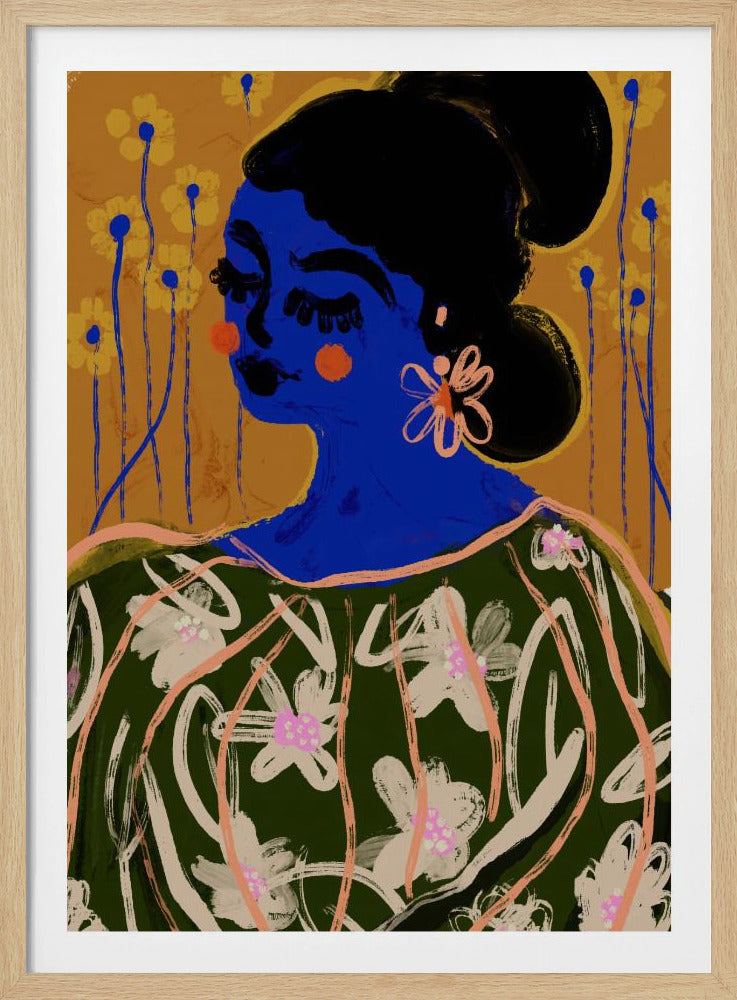 Blauwe Bloesem Muze | Poster
