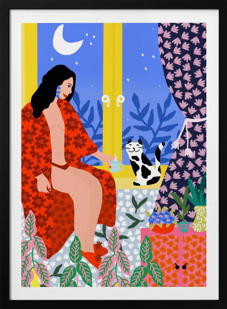 Evening Tea With Cat | Poster