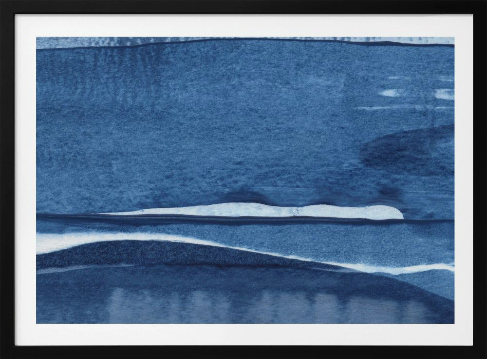 Blauwe aquarelgolven | Poster