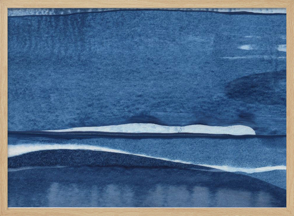 Blauwe aquarelgolven | Poster