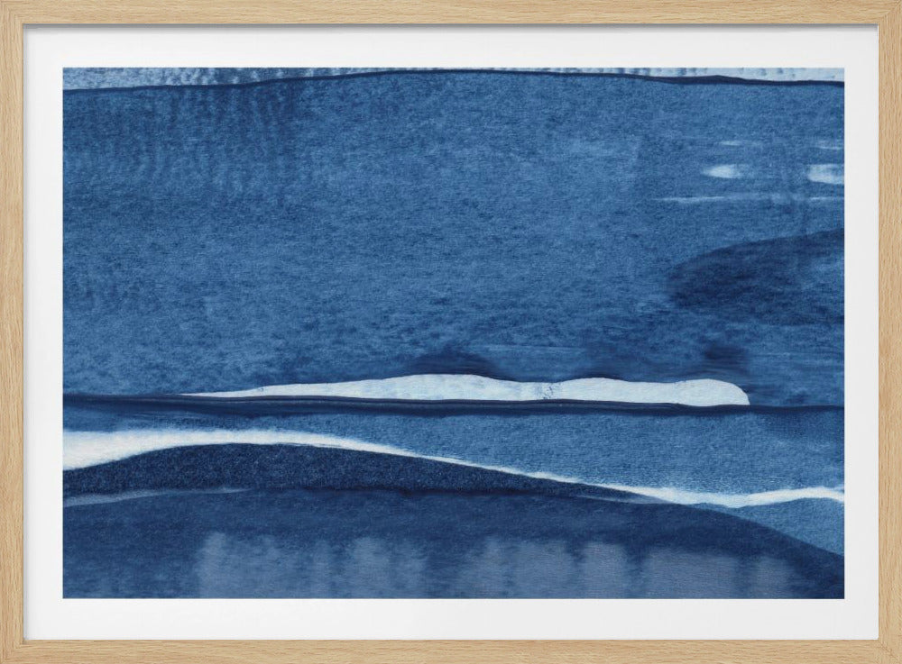 Blauwe aquarelgolven | Poster