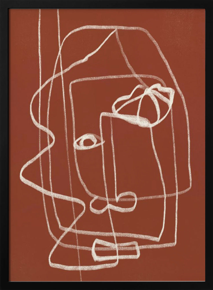 Lijnkunst Abstract Portret Terracotta 03 | Poster