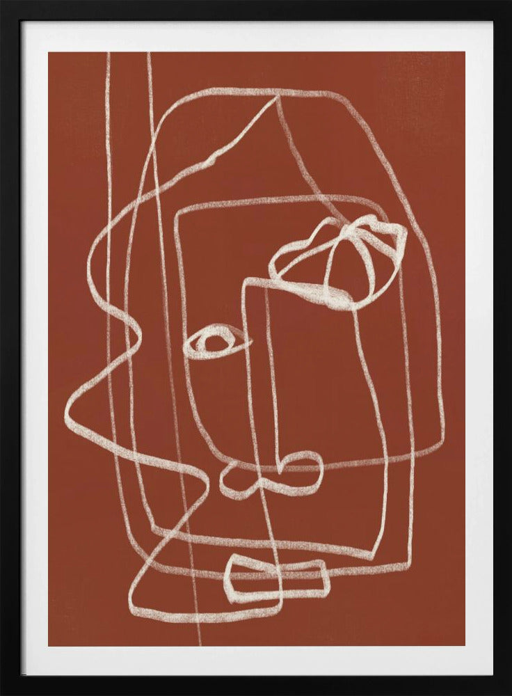 Lijnkunst Abstract Portret Terracotta 03 | Poster