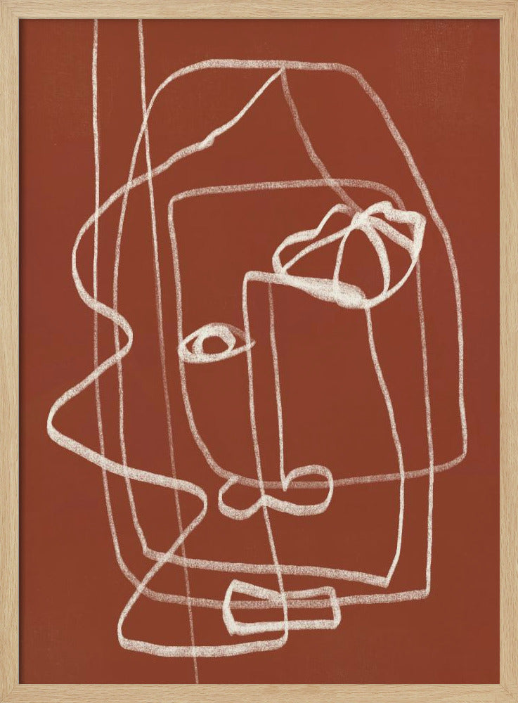 Lijnkunst Abstract Portret Terracotta 03 | Poster
