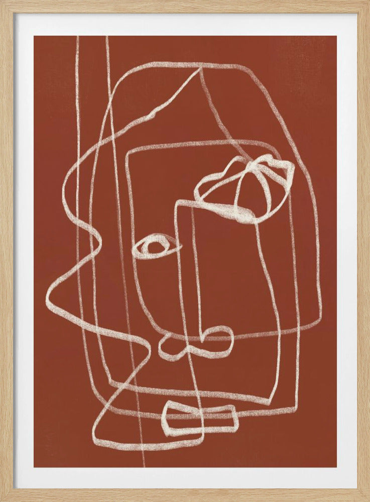 Lijnkunst Abstract Portret Terracotta 03 | Poster