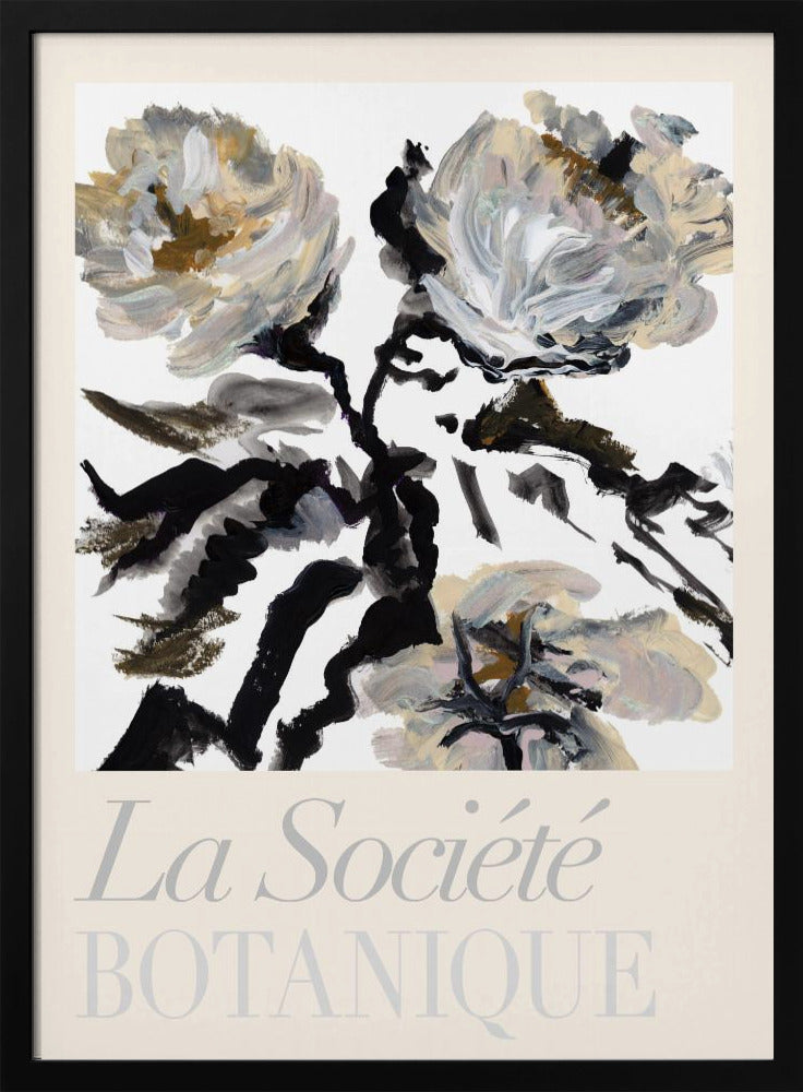 La Société Botanique Zwarte, witte en crèmekleurige bloemen | Poster