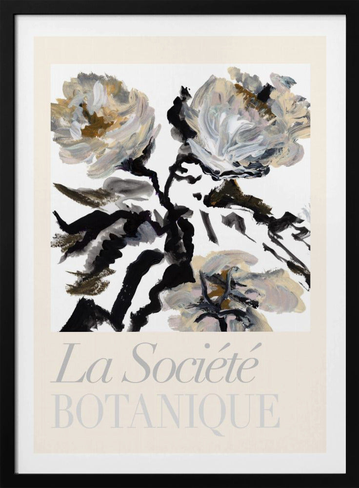 La Société Botanique Zwarte, witte en crèmekleurige bloemen | Poster