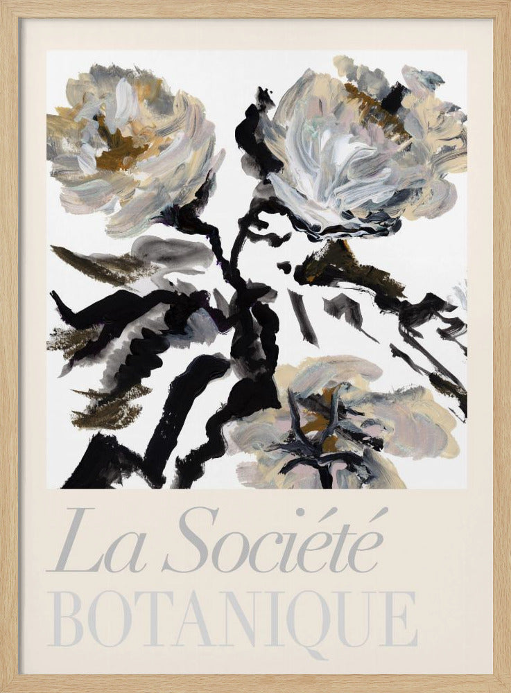 La Société Botanique Zwarte, witte en crèmekleurige bloemen | Poster