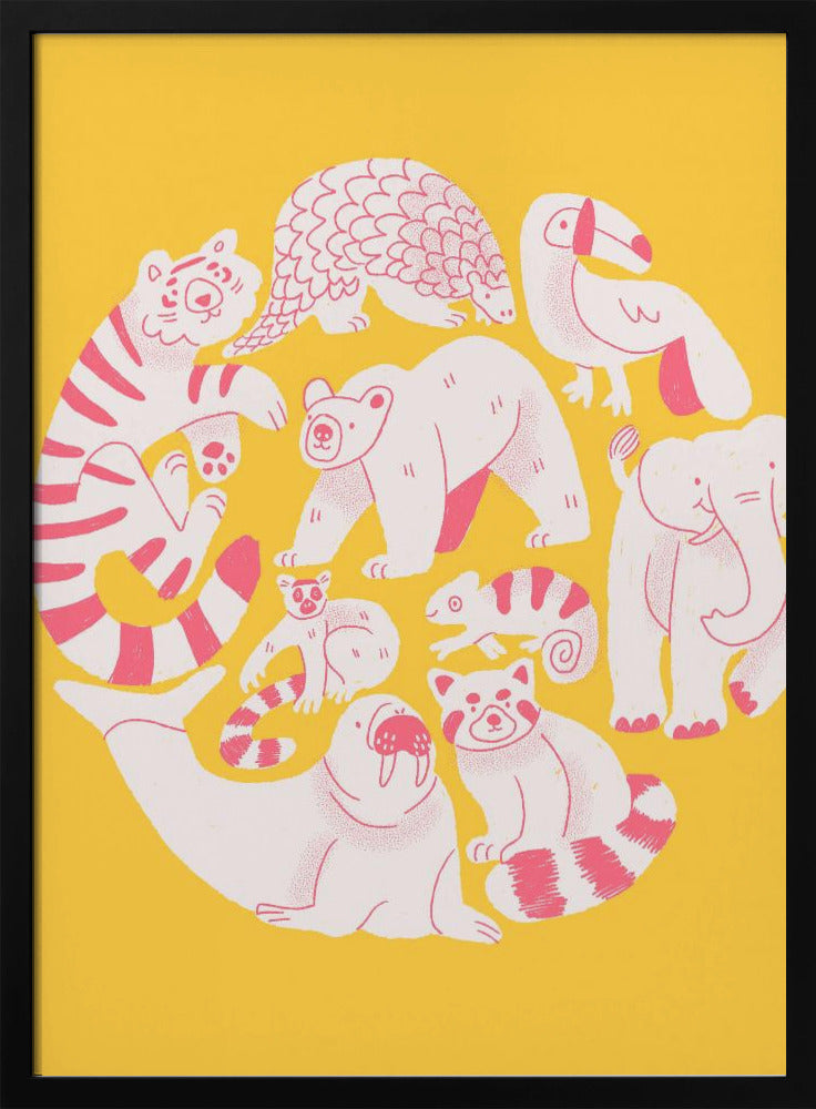 Gele dierencollage | Poster