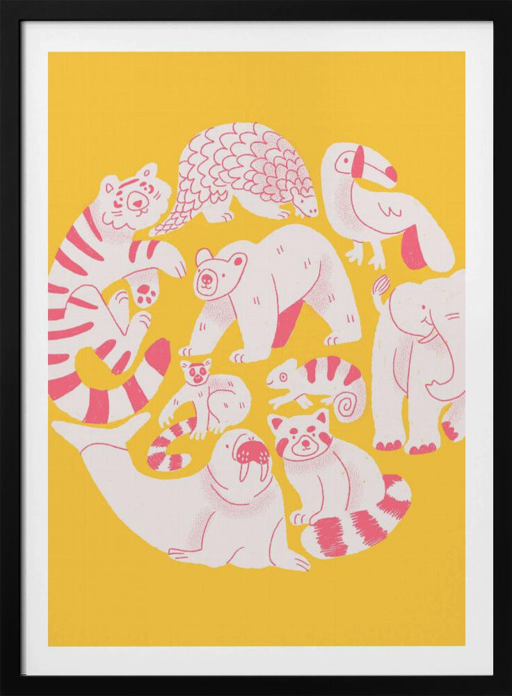 Gele dierencollage | Poster