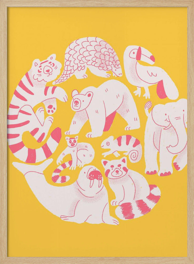 Gele dierencollage | Poster