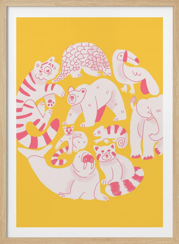 Gele dierencollage | Poster