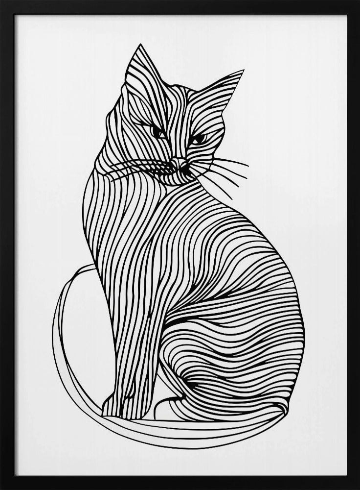 Lijnenkunst Kat | Poster
