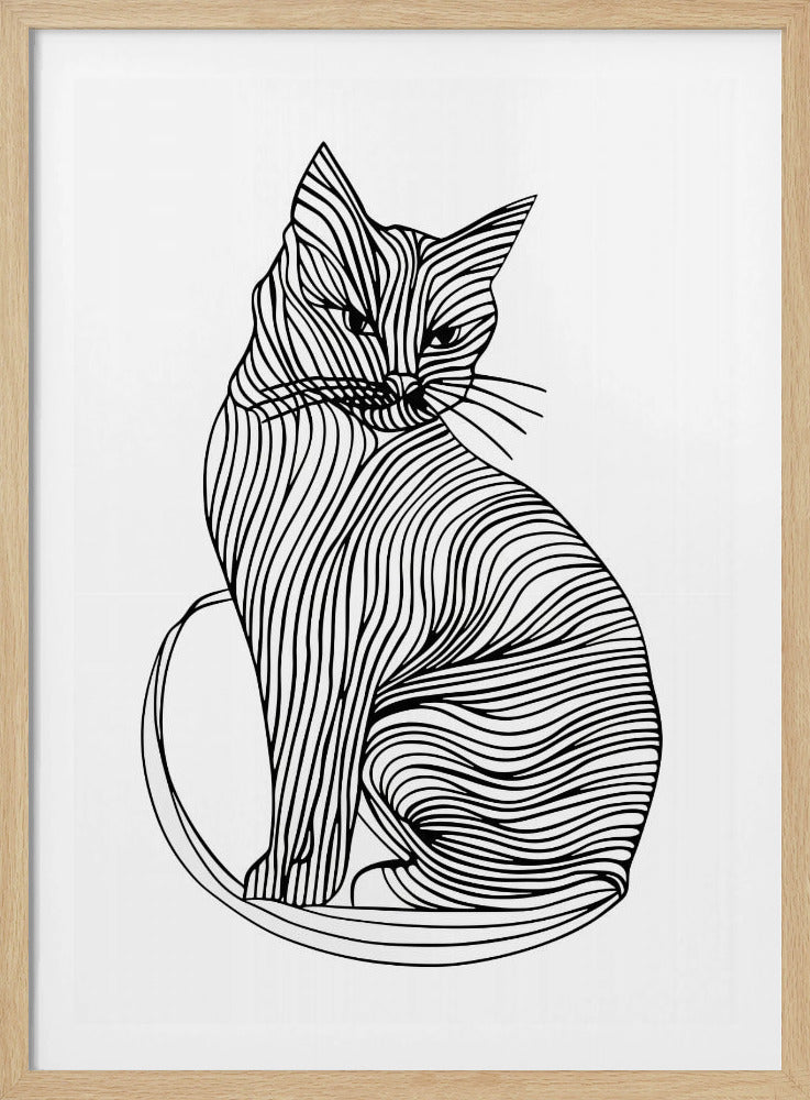 Lijnenkunst Kat | Poster
