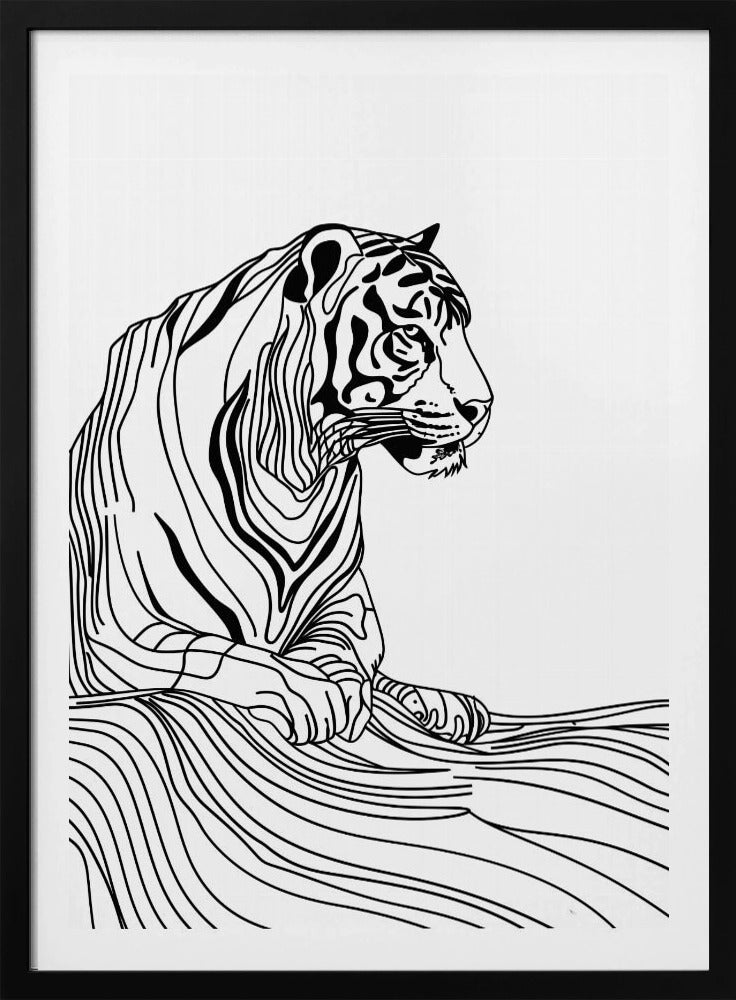 Lijnenkunst Tijger | Poster