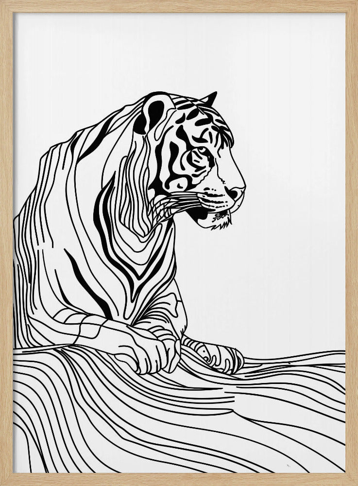Lijnenkunst Tijger | Poster