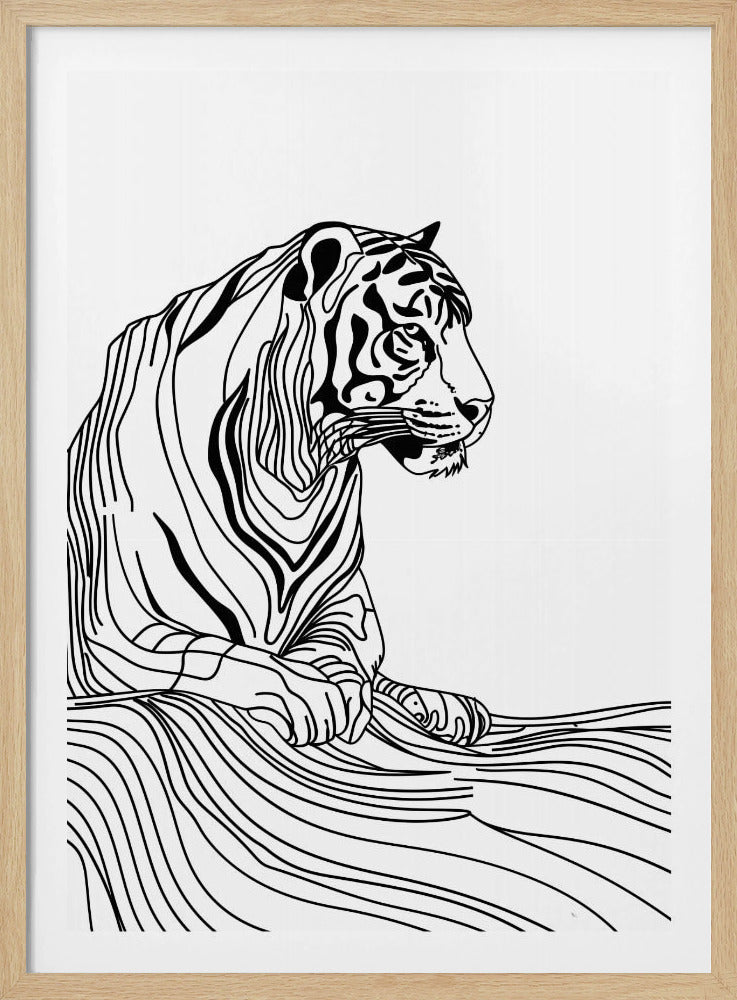 Lijnenkunst Tijger | Poster