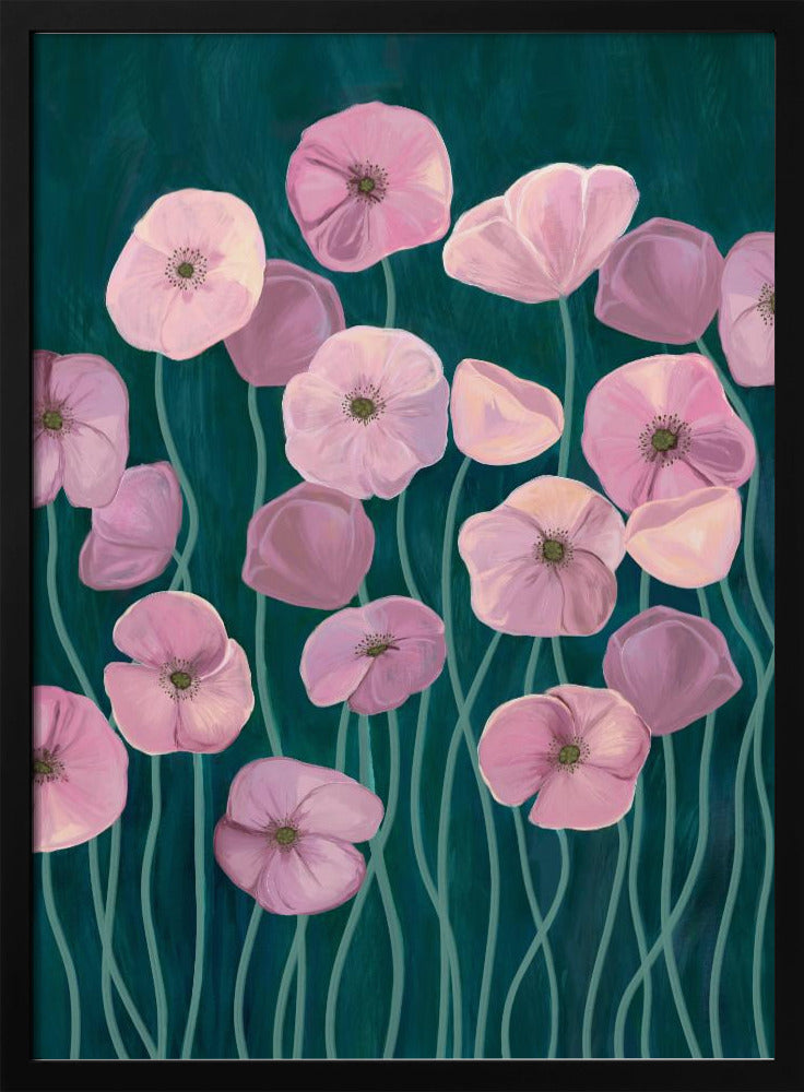 Roze klaprozen | Poster