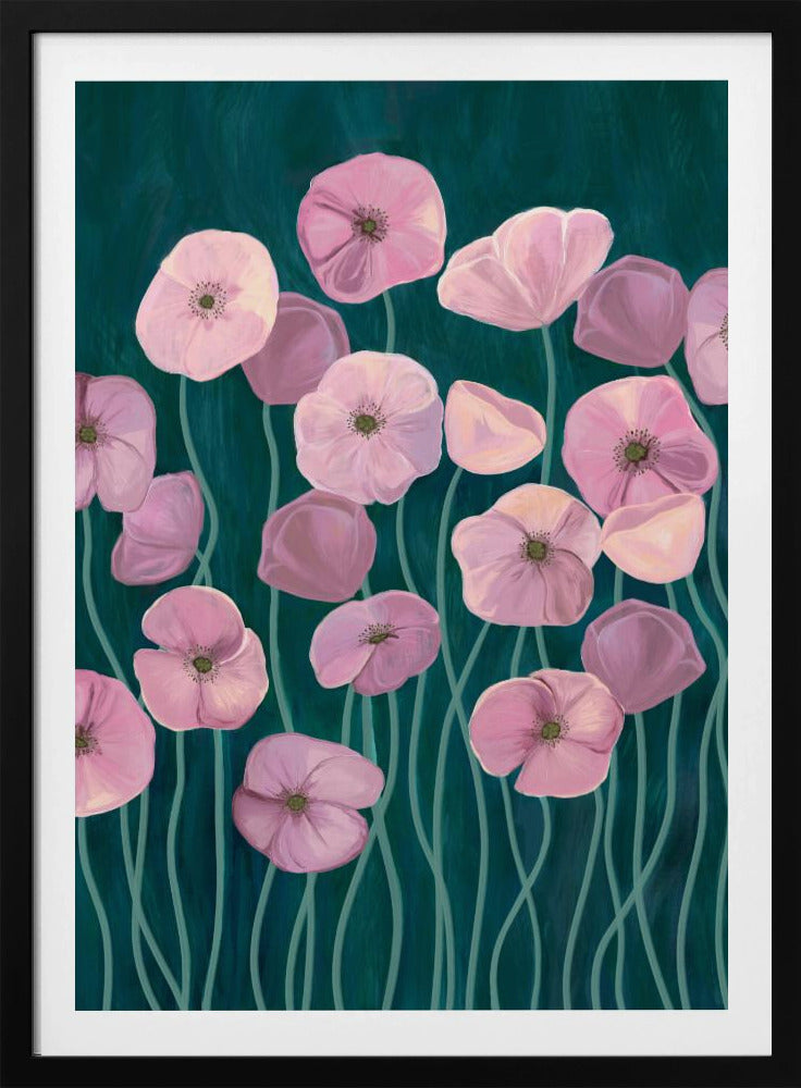 Roze klaprozen | Poster