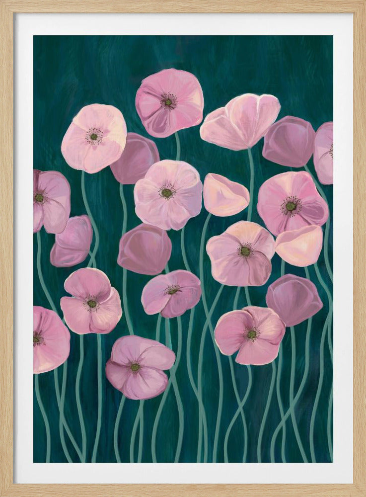 Roze klaprozen | Poster