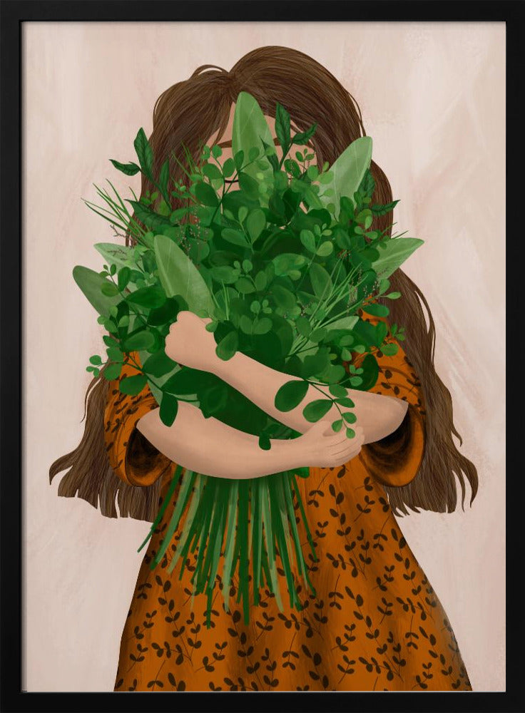 Meisje met boeket | Poster