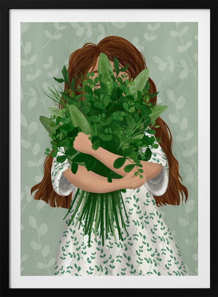 Meisje met boeket | Poster
