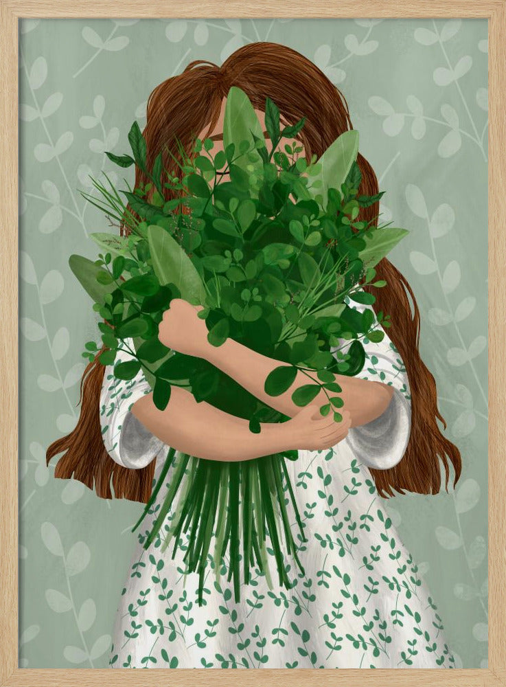 Meisje met boeket | Poster