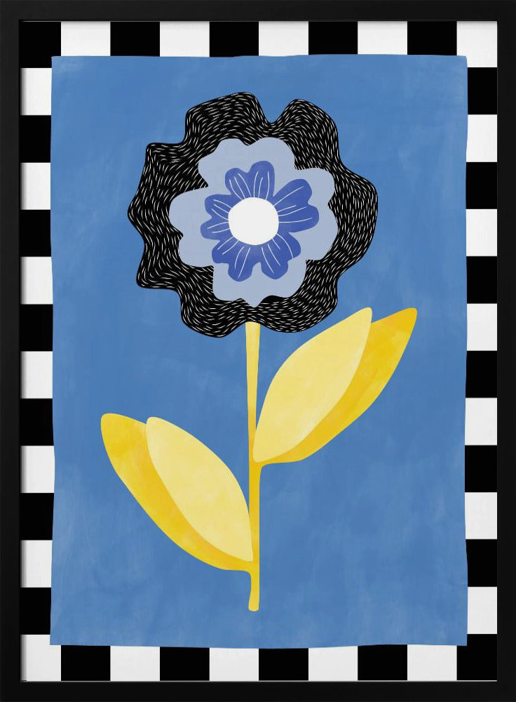 Bloem met een blauw en zwart bloemblaadje | Poster