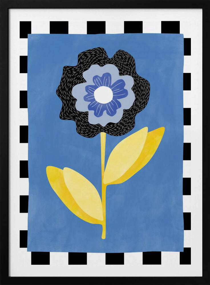 Bloem met een blauw en zwart bloemblaadje | Poster