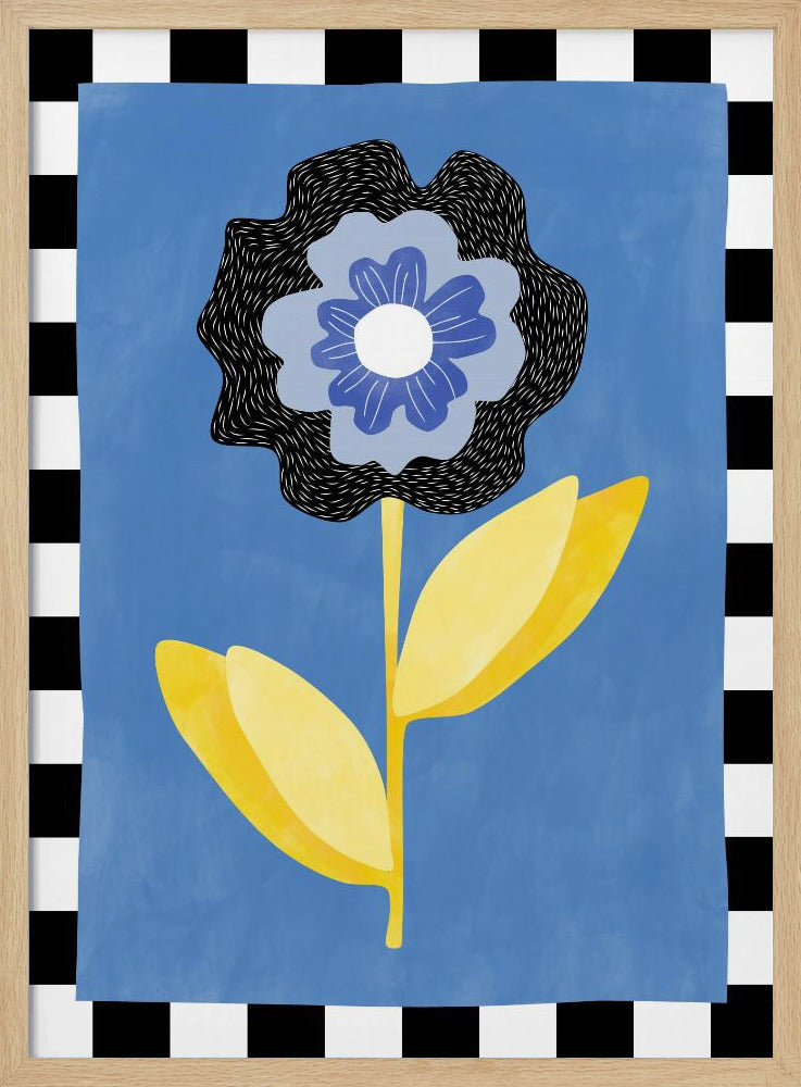 Bloem met een blauw en zwart bloemblaadje | Poster