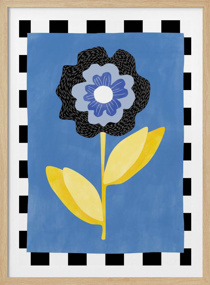 Bloem met een blauw en zwart bloemblaadje | Poster