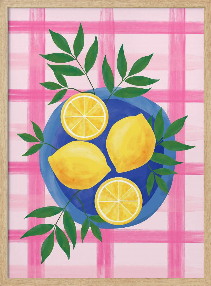 Citroenen op een blauw bord | Poster