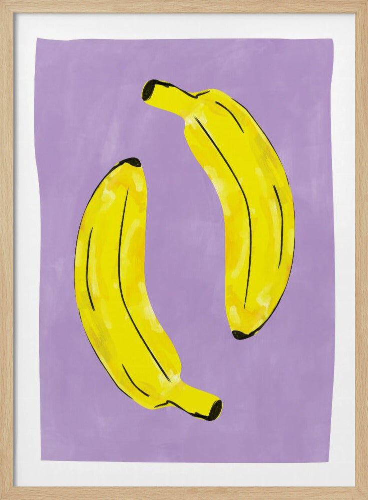 Twee felgele bananen | Poster