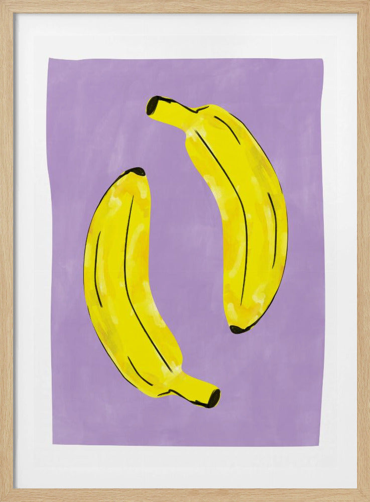 Twee felgele bananen | Poster