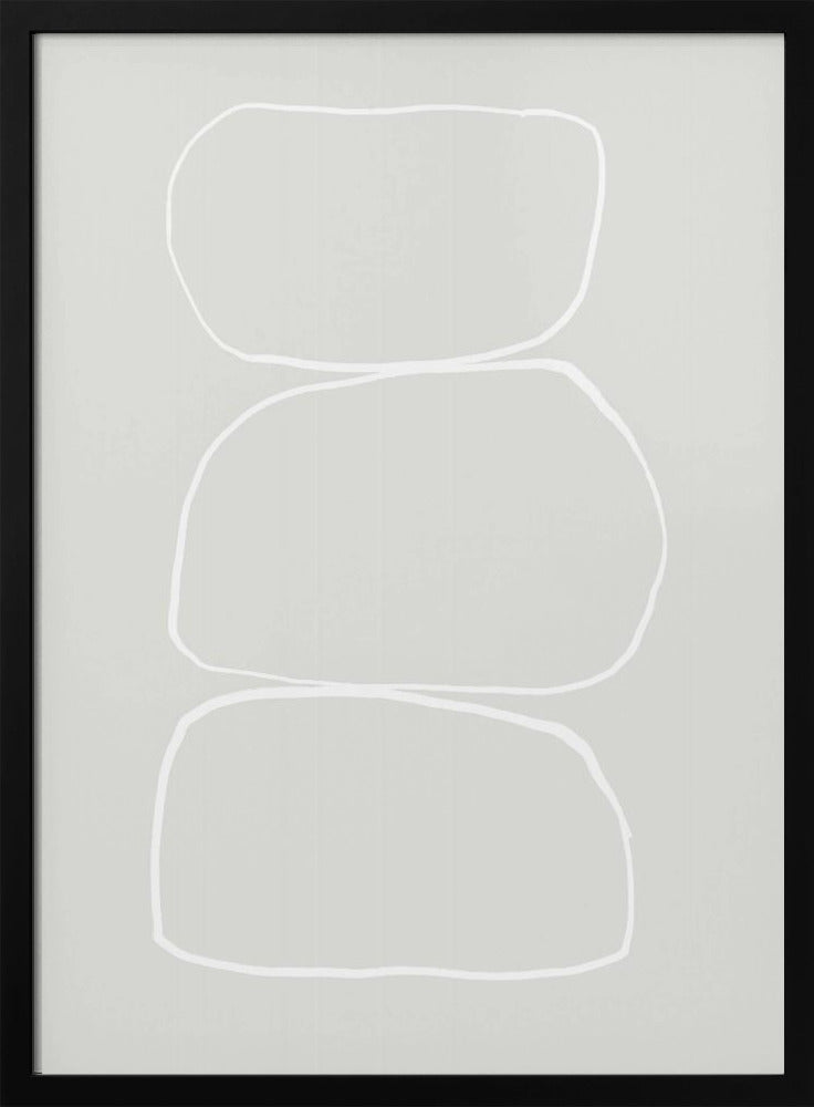 Drie met de hand getekende witte stenen | Poster