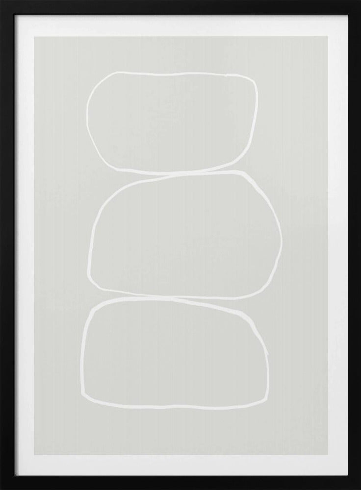 Drie met de hand getekende witte stenen | Poster