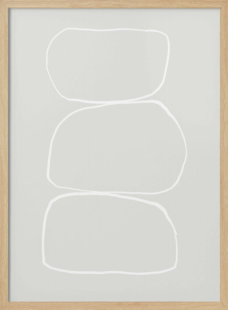 Drie met de hand getekende witte stenen | Poster